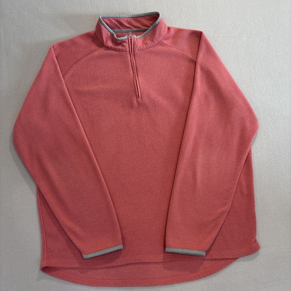 Peter Millar Fleece Quarter Zip in Coral with Grey Trim